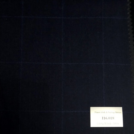 I16.018 Kevinlli V9 - Vải Suit 100% Wool - Xanh đen Caro